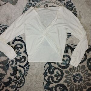 Z Supply Cream Twist-Front Crop Top
